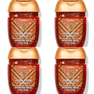 Bath Body Works Cookie Butter Truffle Pocketbac Hand Sanitizer Gel Set of 4 NEW